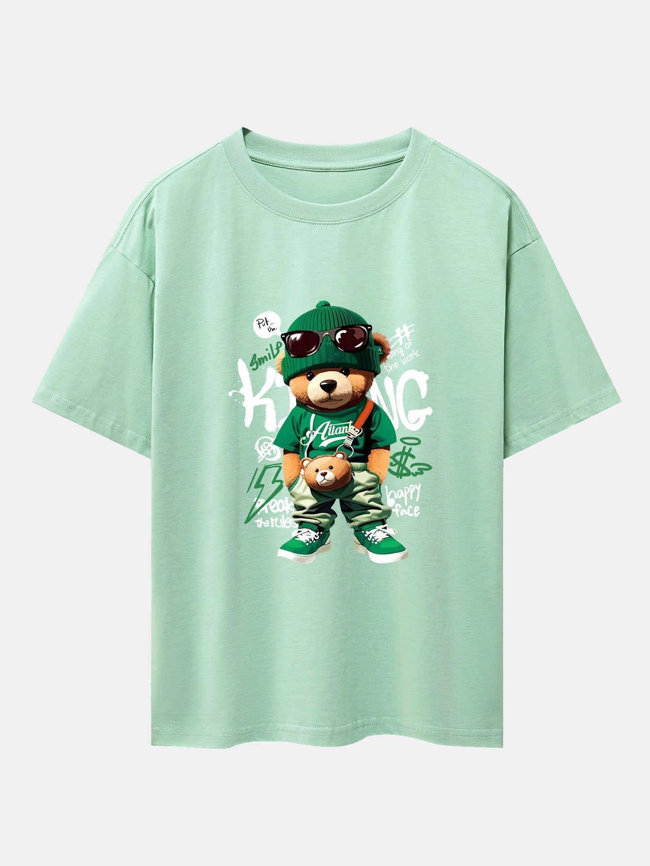 Micaías® | Graffiti Bear Print Drop Shoulder Oversize T-Shirt