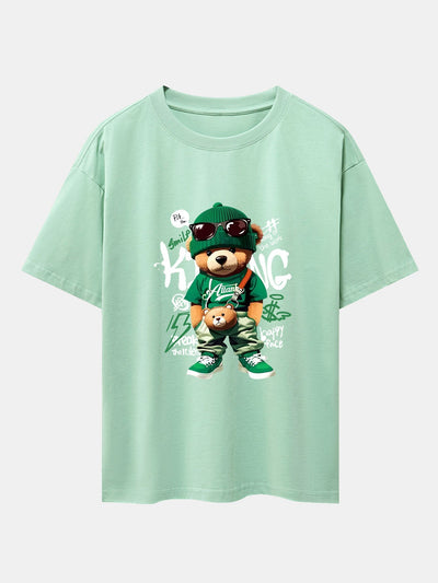 Micaías® | Graffiti Bear Print Drop Shoulder Oversize T-Shirt