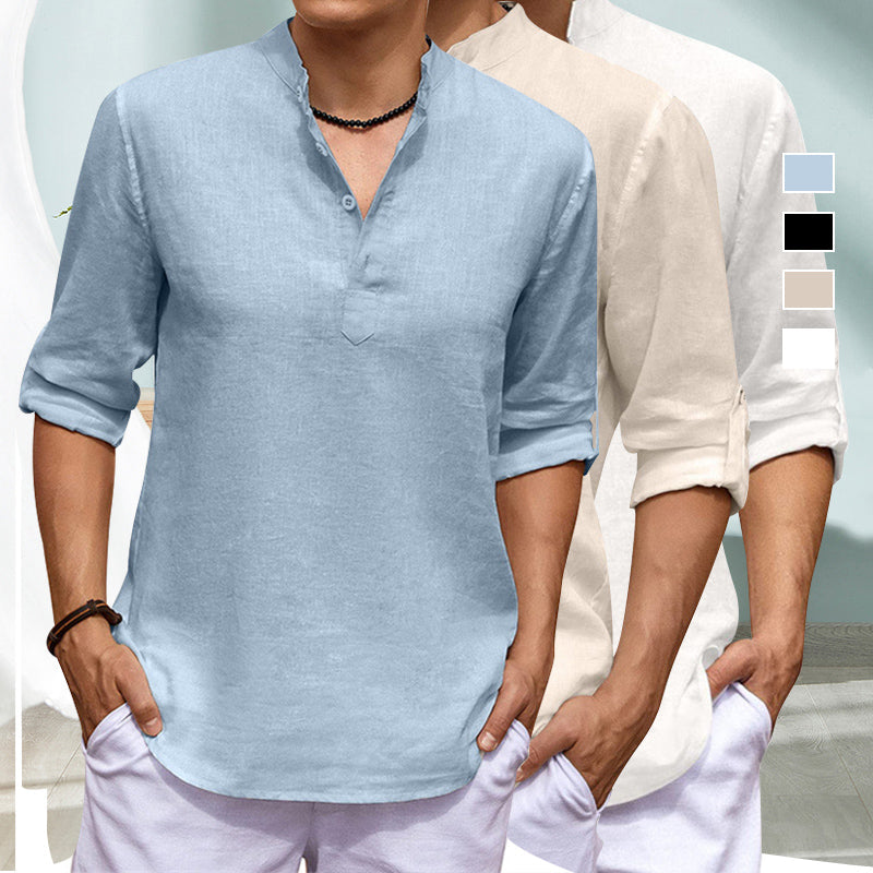 Jourdain® | Casual Solid Color Long-Sleeved Shirt With Stand-Up Collar