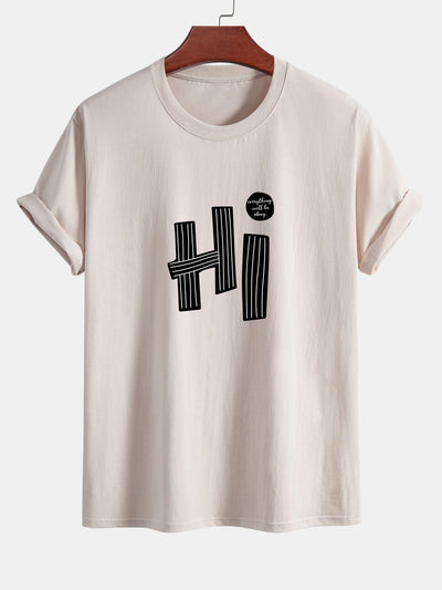 Mercurio® | Hi Slogan Lines Print Cotton T-Shirt