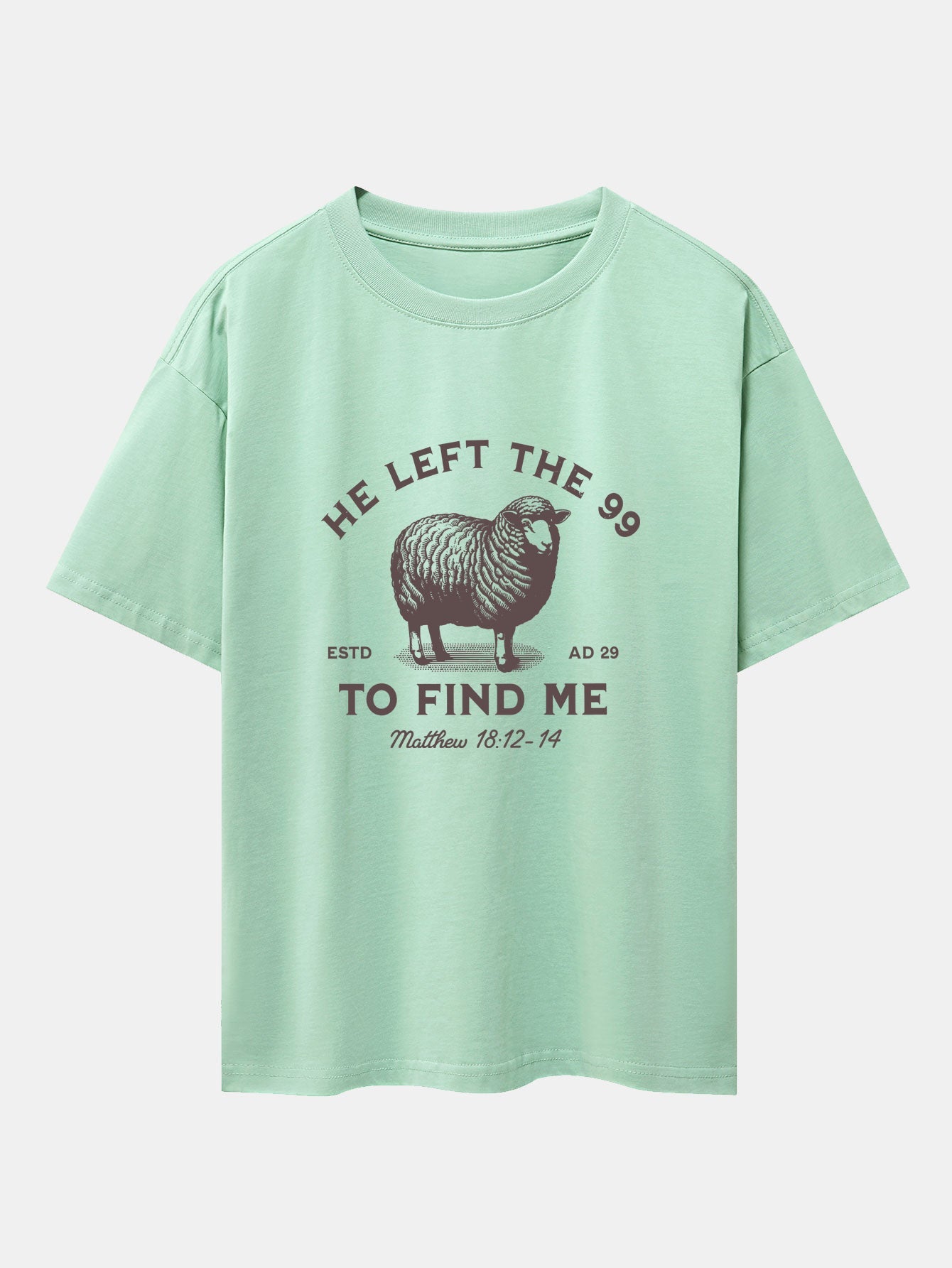 Jayden® | The Lost Lamb Print Drop Shoulder Oversize T-Shirt