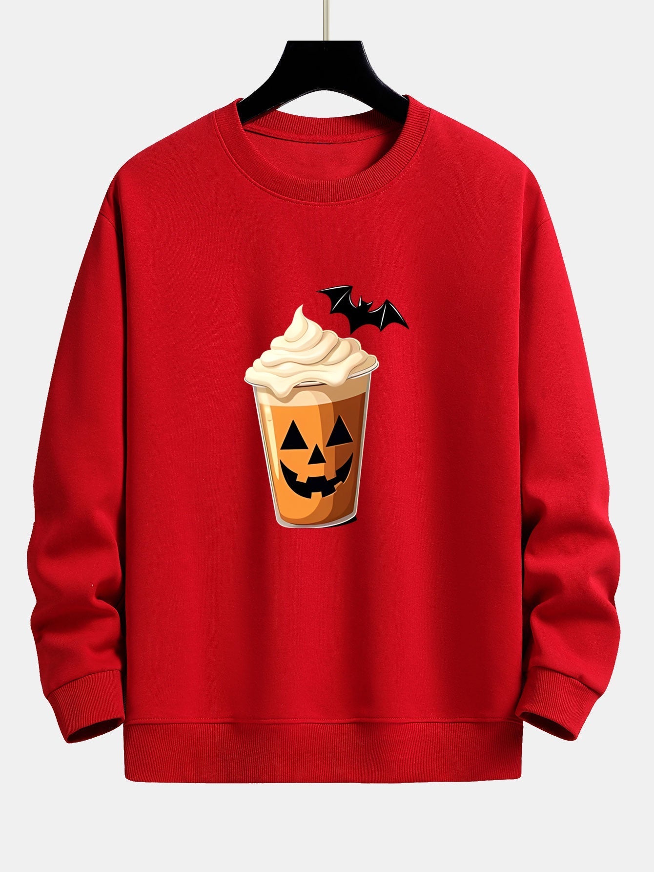Celestino® | Halloween Pumpkin Drink Print Relax Fit Sweatshirt