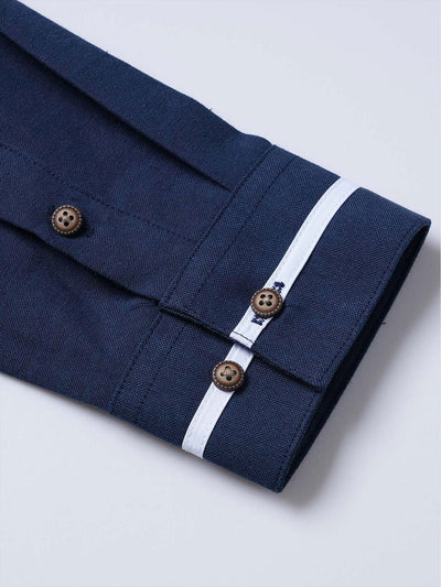 Gabino® | Long Sleeve Contrast Stand Collar Oxford Shirt