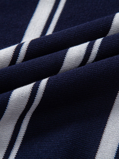 James | Striped Zip Up Knit Polo