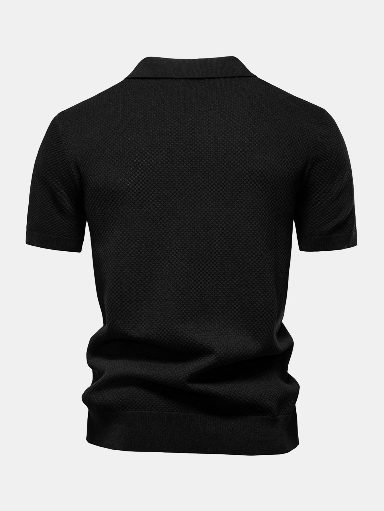 Jayden | Pineapple Texture Knit V Neck Polo Shirt