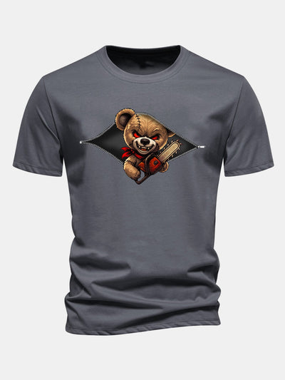 Jabes® | Regular Fit Halloween Zipper Evil Bear Print Cotton T-Shirt
