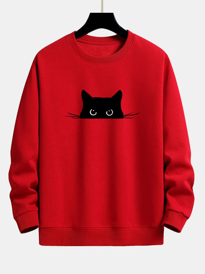 Federico® | Black Cat Print Relax Fit Sweatshirt
