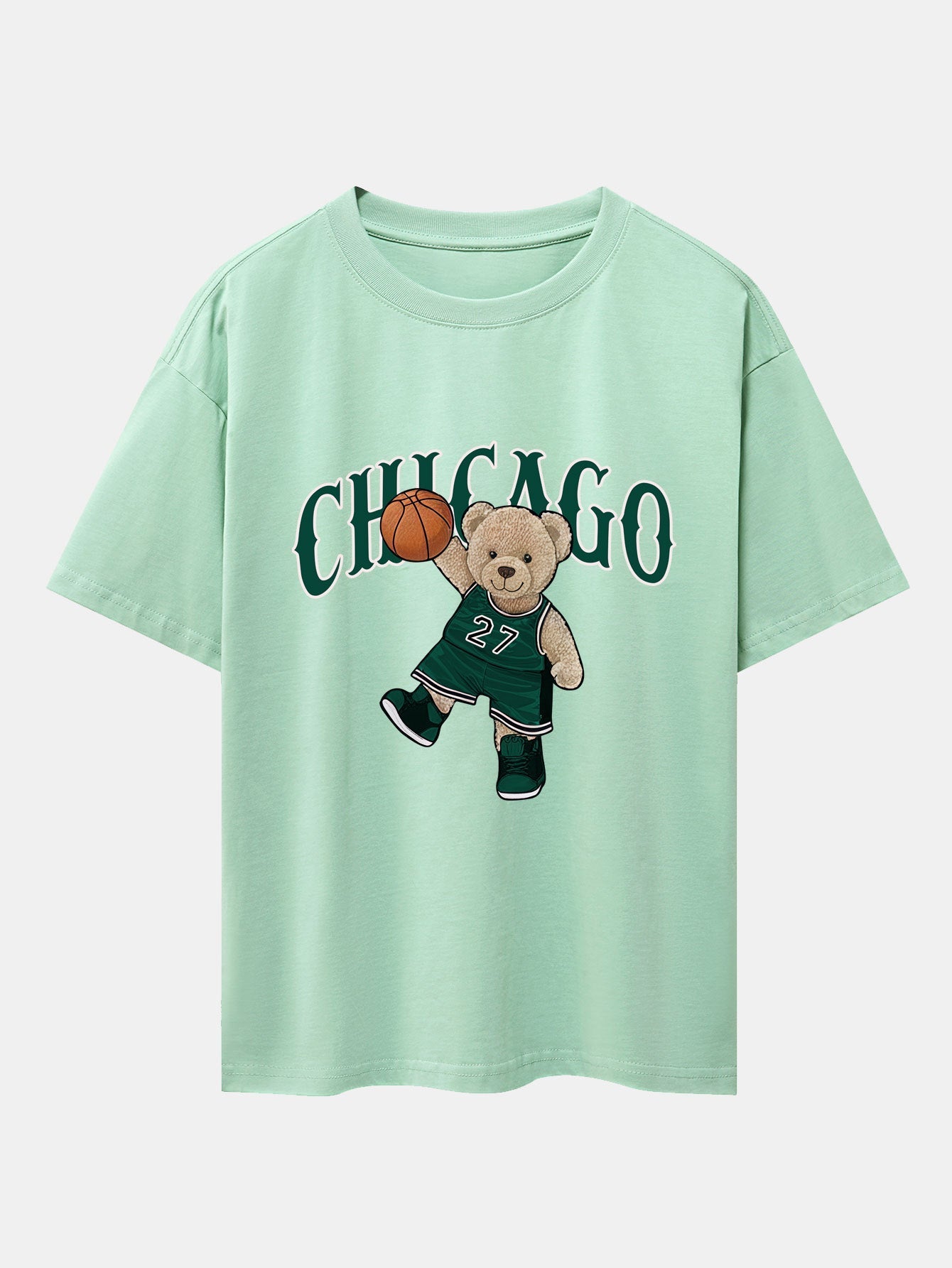 Erico® | Chicago Basketball Bear Print Drop Shoulder Oversize T-Shirt