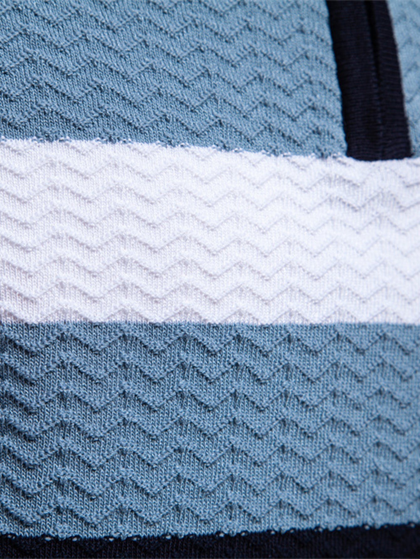 Cameron | Contrast Textured Jacquard Knit Zip Up Polo Shirt