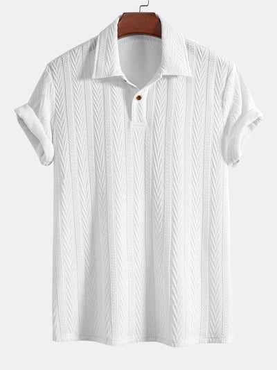 Ciro® | Short Sleeve Jacquard Polo & Straight Leg Ribbed Pants