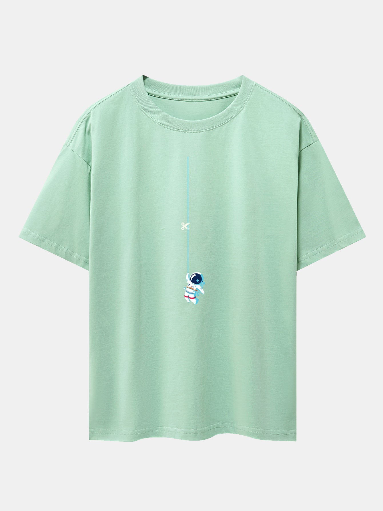 Kevin® | Astronaut On A Rope Print Drop Shoulder Oversize T-Shirt