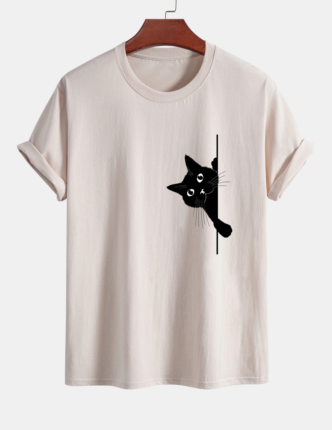 Ulises® | Black Cat Print Cotton T-Shirt