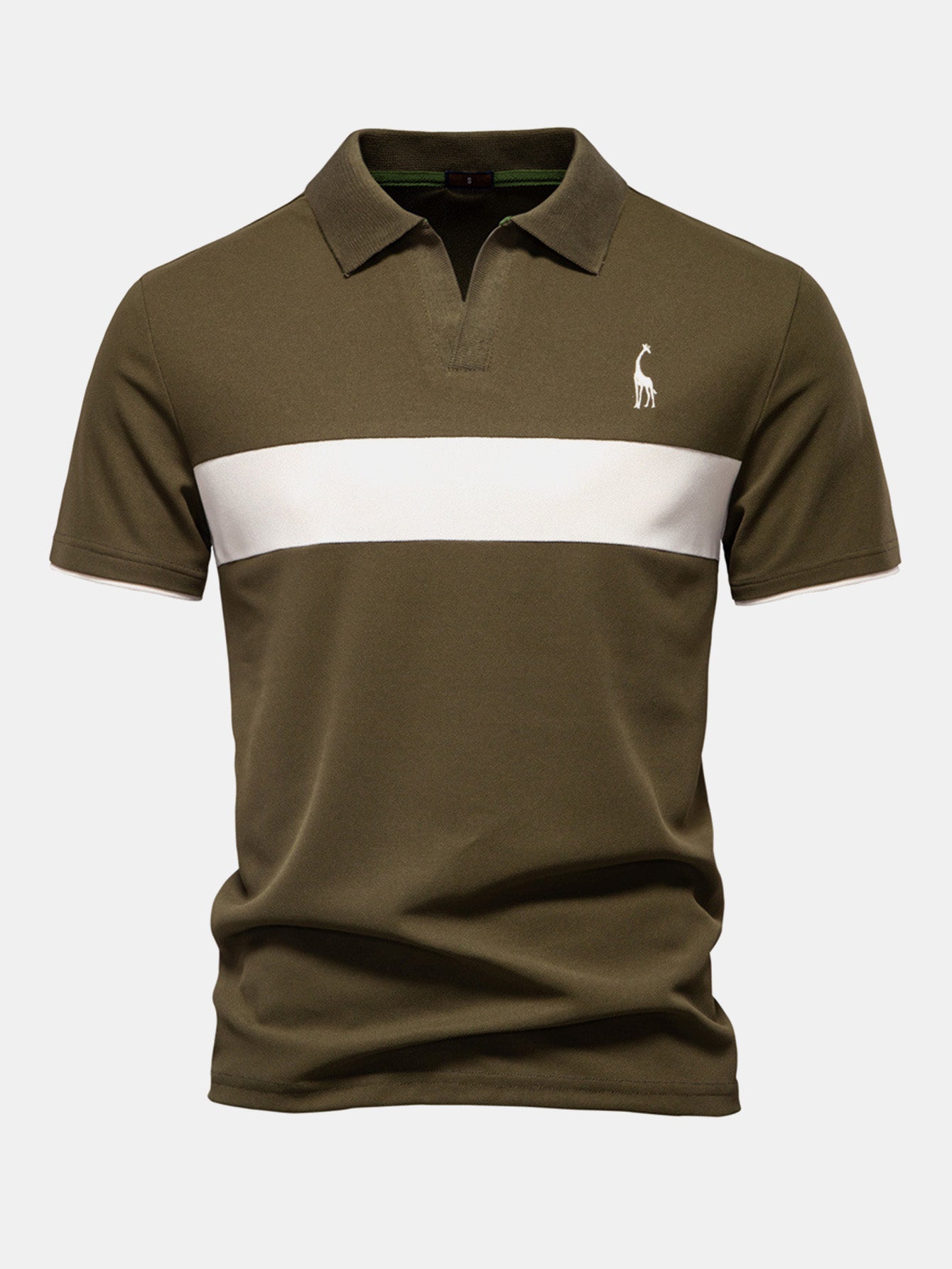 Miles | Contrast Pique V Neck Polo Shirt