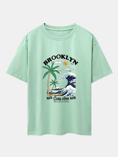 Alair® | Beach Waves Print Drop Shoulder Oversize T-Shirt