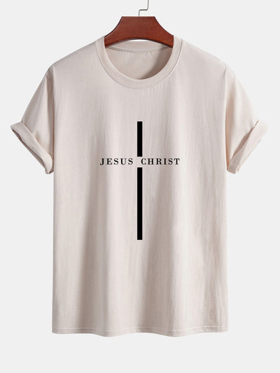 Odón® | Jesus Christ Stripe Print Cotton T-Shirt