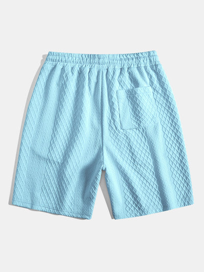 Adelin® | 3 Pieces Diamond Geometric Jacquard Drawstring Shorts
