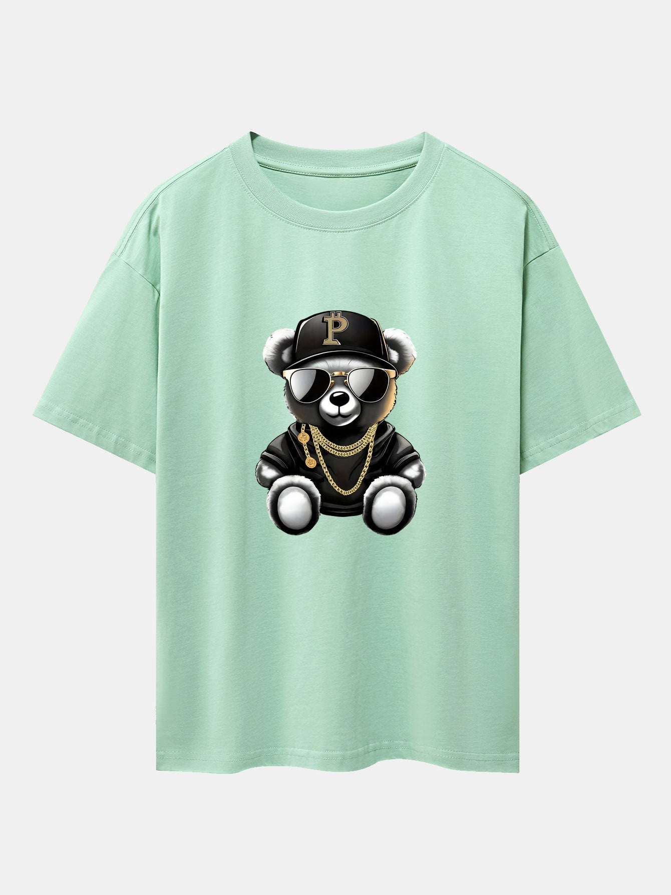 Miqueas® | Hip Hop Bear Print Drop Shoulder Oversize T-Shirt