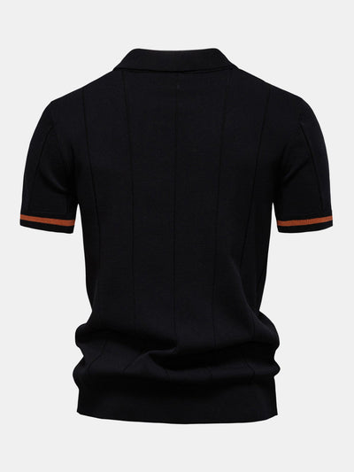 Grayson | Contrast Trim Zipper Knit Polo Shirt