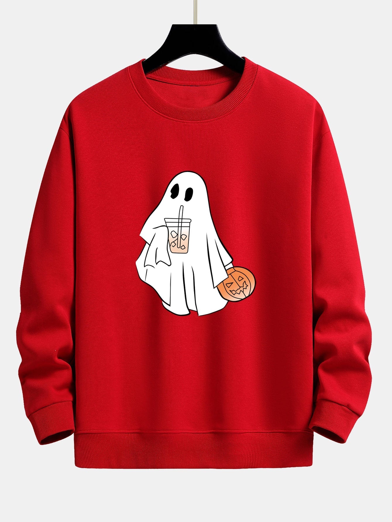 Bruno® | Halloween Ghost Drinking Coffee Pumpkin Print Relax Fit Sweatshirt