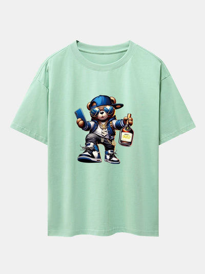 Melquíades® | Hip Hop Bear Print Drop Shoulder Oversize T-Shirt