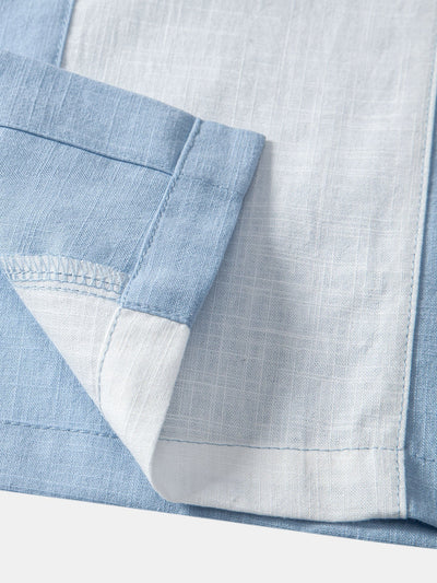 Aryeh® | Linen Look Patchwork Bowling Shirt