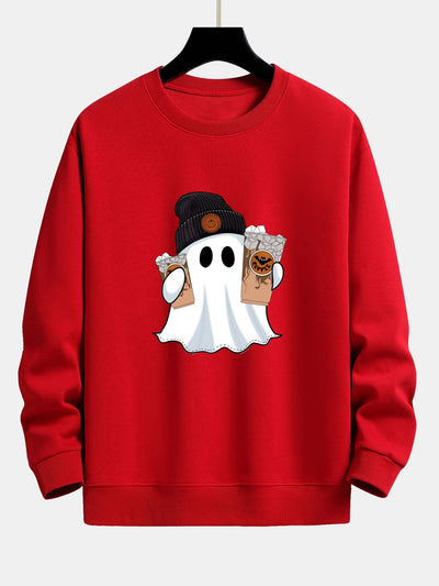 Calixto® | Halloween Ghost Coffee Print Relax Fit Sweatshirt