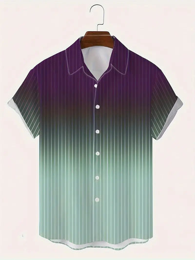 Lurton® | Men'S Short-Sleeved Button-Down Shirt With Gradient And Striped Pattern For Spring/Summer