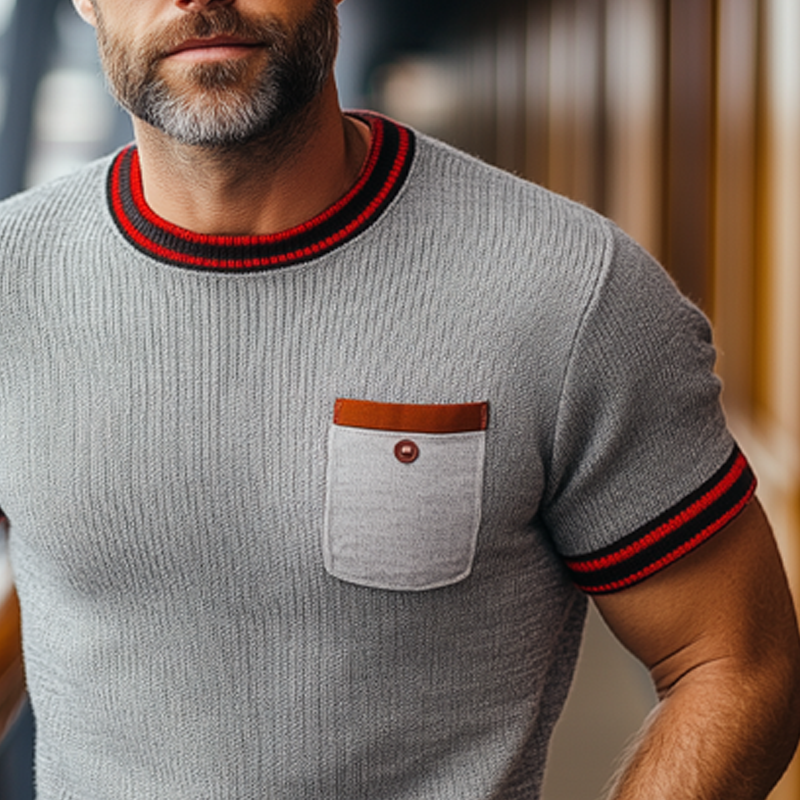 Clarence | Men'S Business Round Neck Knitted Short Sleeve T-Shirt