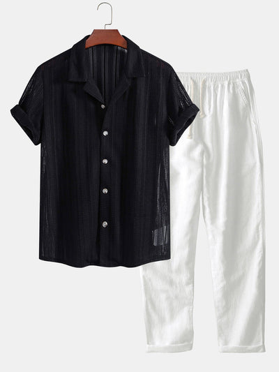 Joel® | Textured Cuban Shirt & Straight Leg Linen Pants