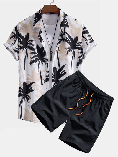 Casey® | Palm Tree Print Button Up Shirt & Swim Shorts