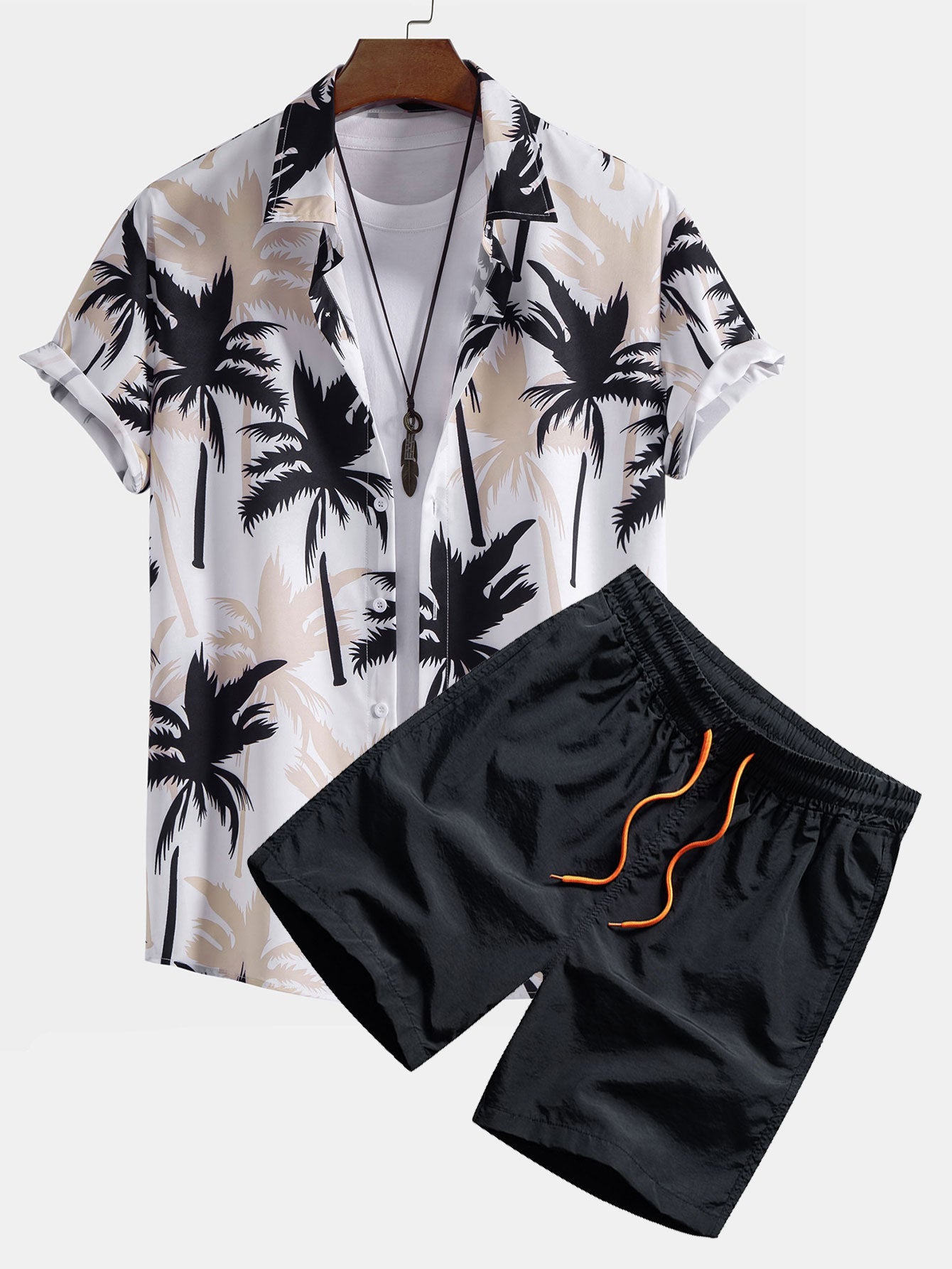 Ray® | Palm Tree Print Button Up Shirt & Swim Shorts