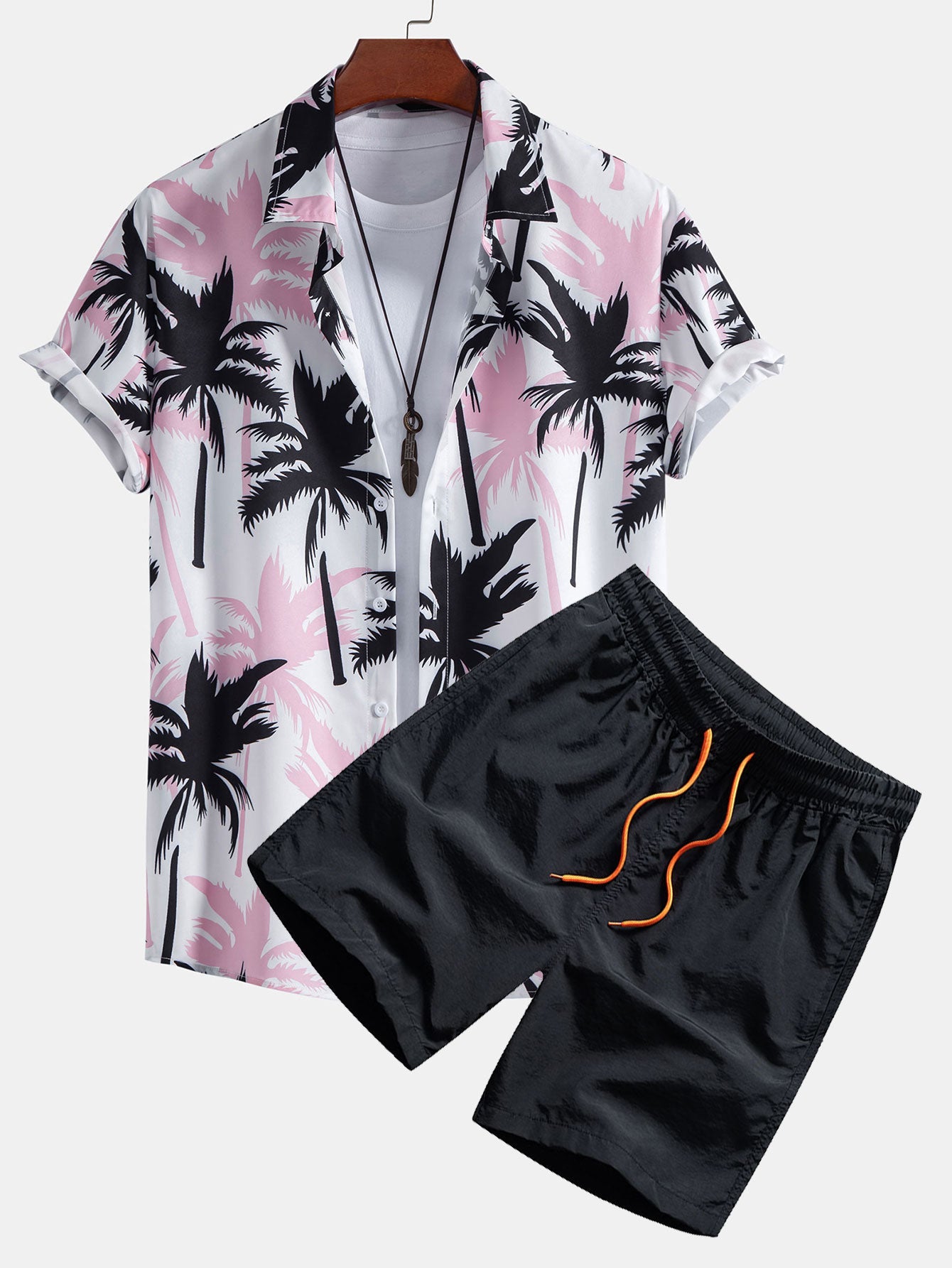 Casey® | Palm Tree Print Button Up Shirt & Swim Shorts