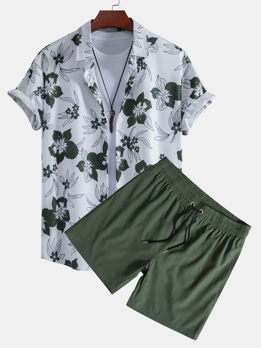 Adelard® | Floral Print Button Up Shirt & Swim Short
