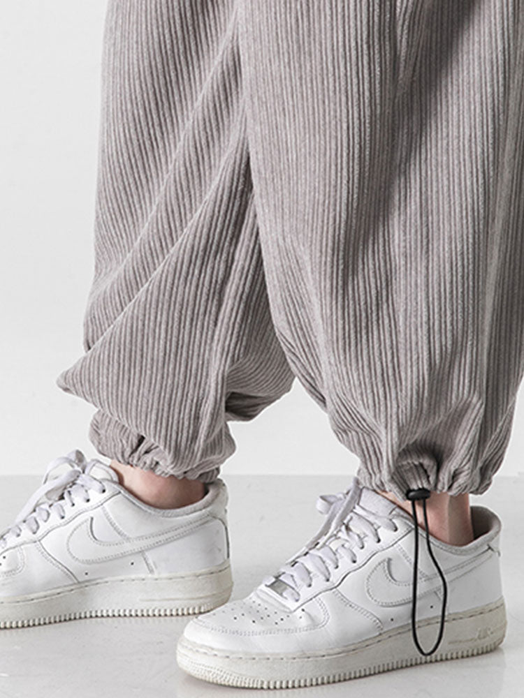 Laudelino® | Relaxed Fit Drawcord Hem Corduroy Cargo Pants