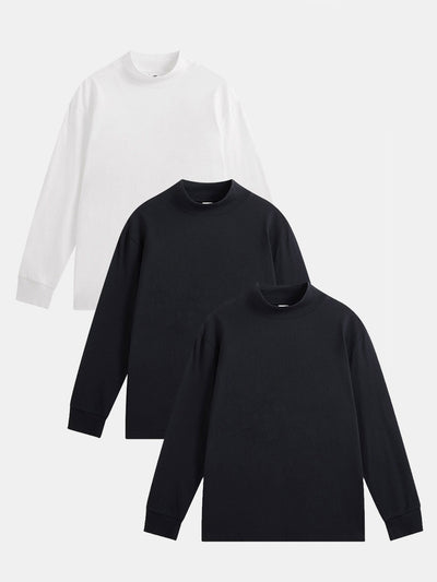 Adelelmo® | 3 Pieces Basic Long Sleeve Mock Neck T-Shirt
