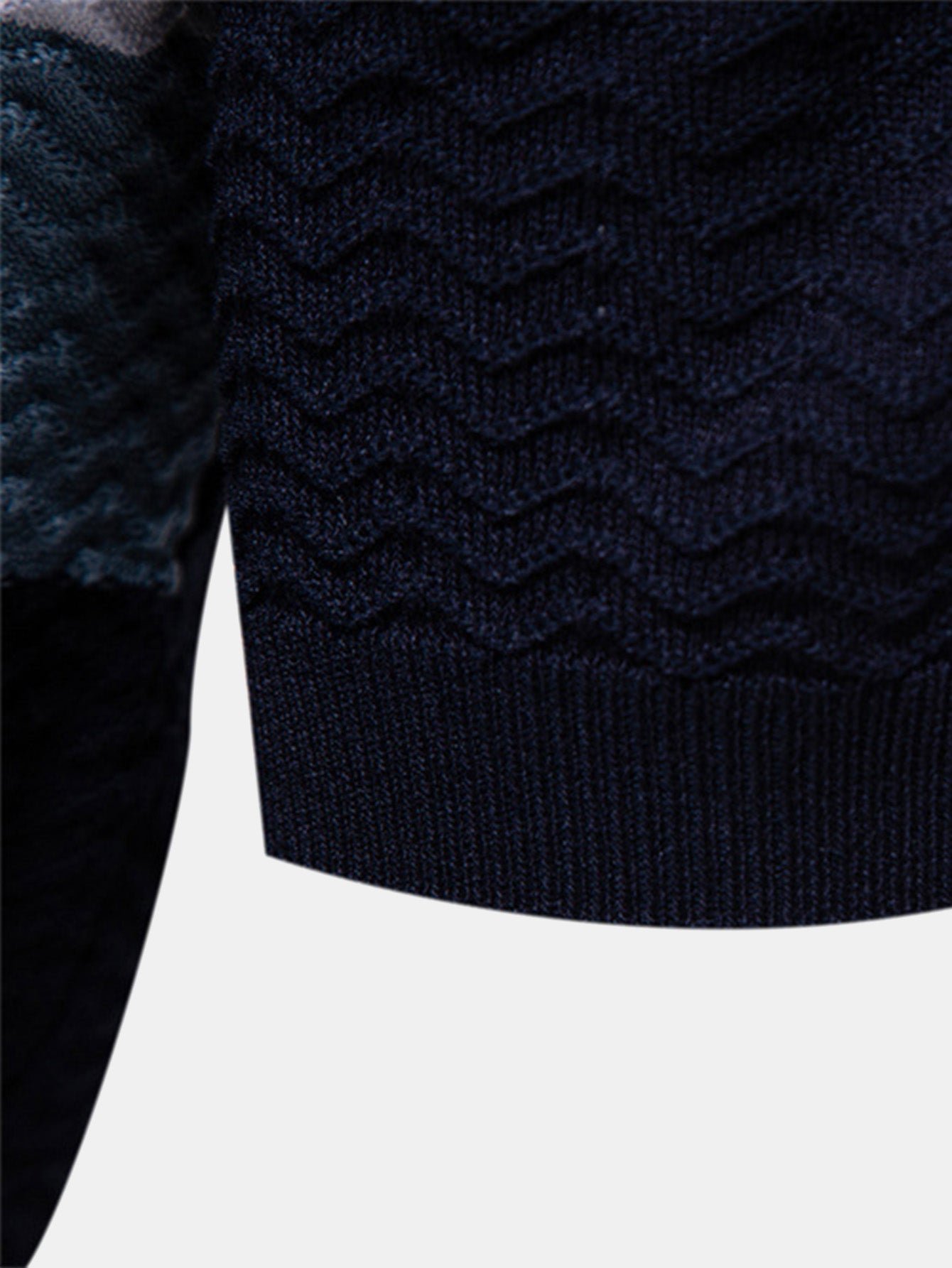 Cameron | Contrast Textured Jacquard Knit Zip Up Polo Shirt