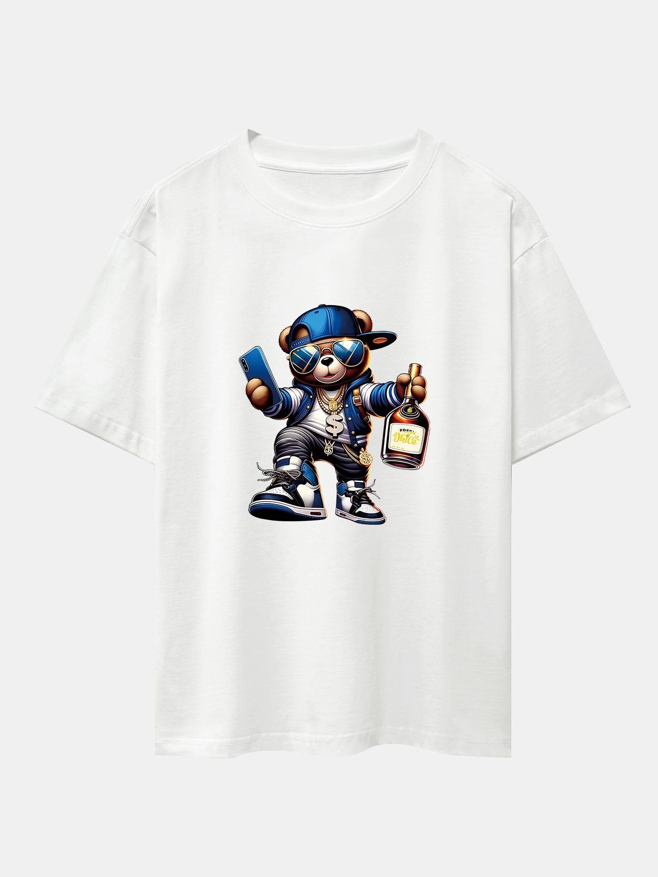 Melquíades® | Hip Hop Bear Print Drop Shoulder Oversize T-Shirt