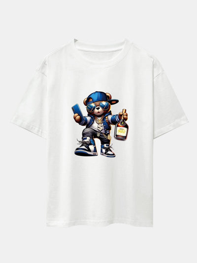 Melquíades® | Hip Hop Bear Print Drop Shoulder Oversize T-Shirt