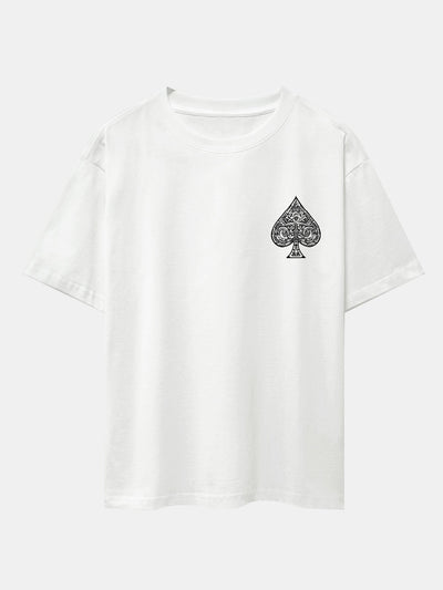 Ahab® | Ace Of Spades Print Drop Shoulder Oversize T-Shirt