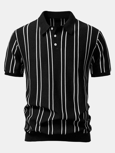 Matthew | Striped Knitted Polo Shirt