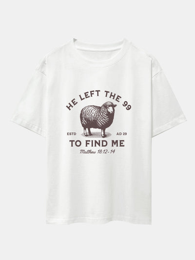 Jayden® | The Lost Lamb Print Drop Shoulder Oversize T-Shirt