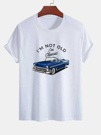 Mencio® | Car Slogan Print Cotton T-Shirt