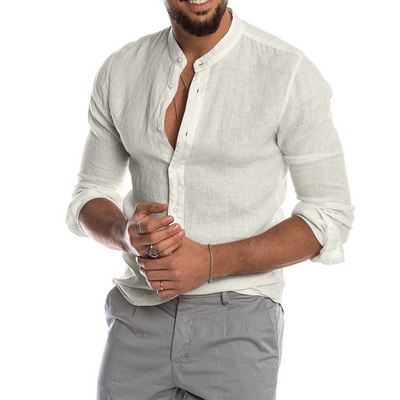 Macario® | Elegant Linen Shirt Without Collar