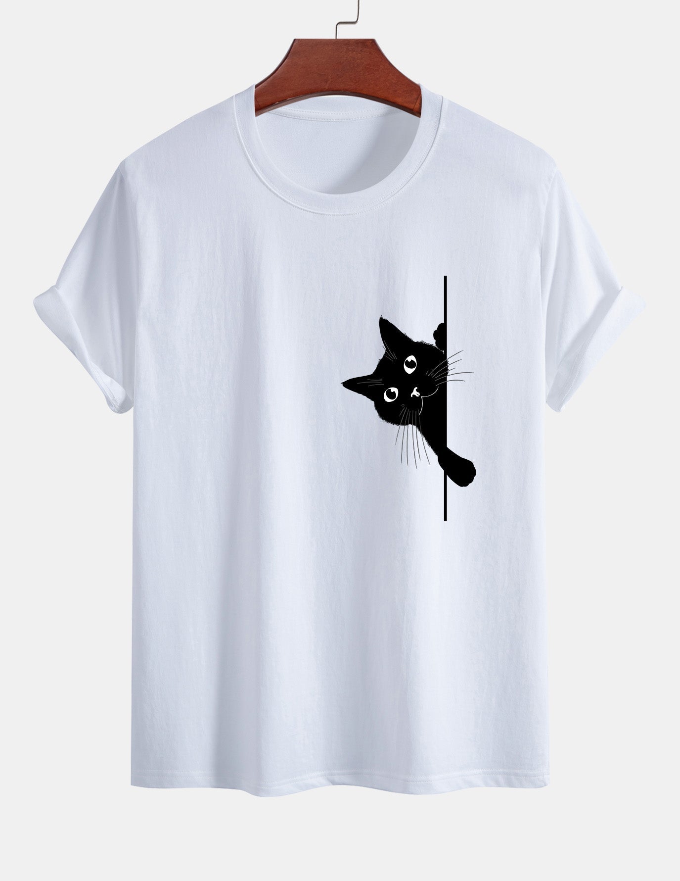 Ulises® | Black Cat Print Cotton T-Shirt
