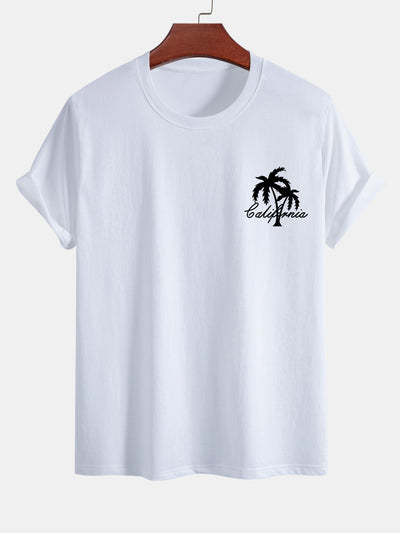 Carmelo® | California Palm Tree Print Cotton T-Shirt & Swim Shorts