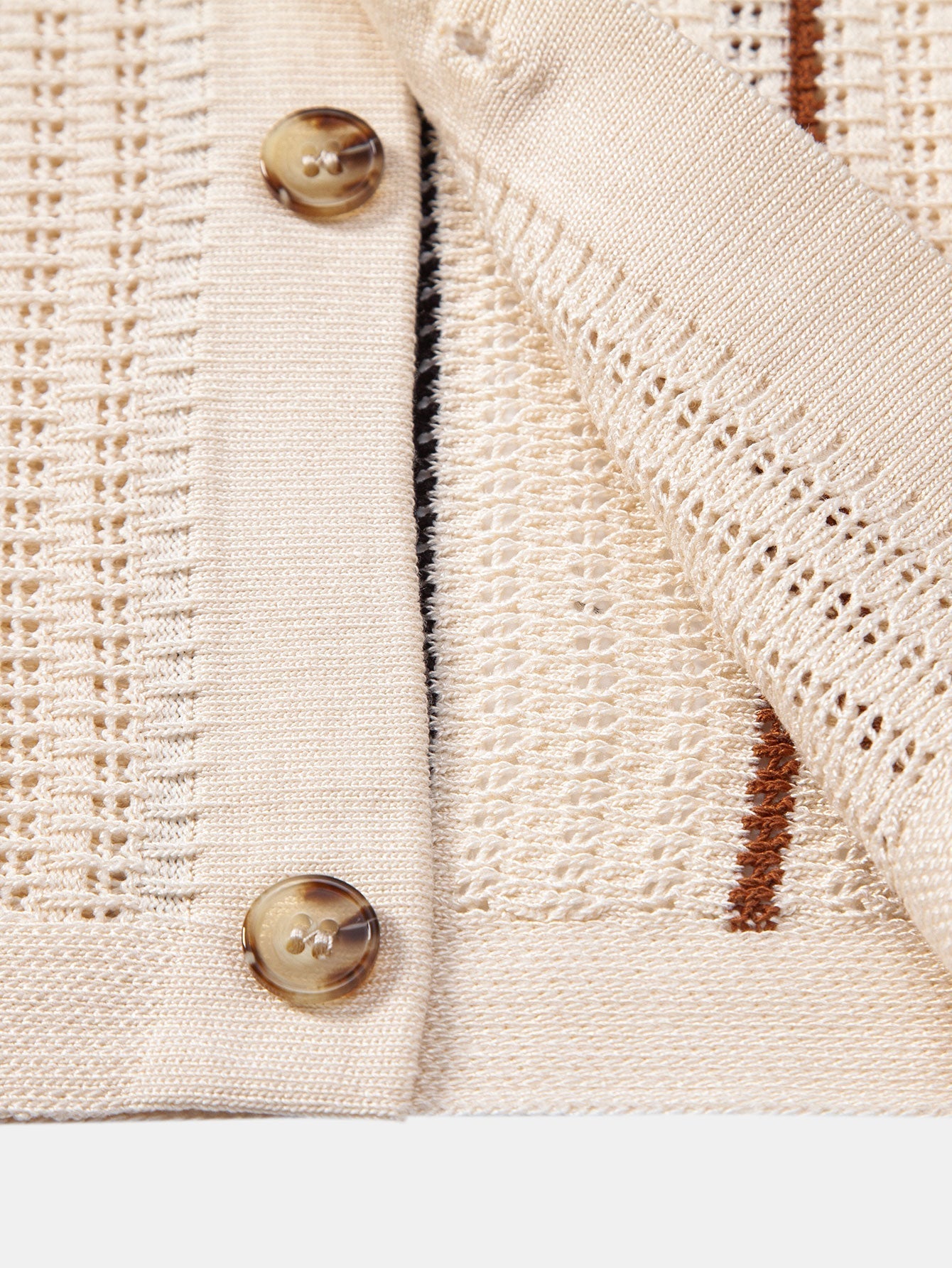 hola CROCHET STRIPED SHIRT WITH BUTTONS & STRAIGHT LEG LINEN PANTS