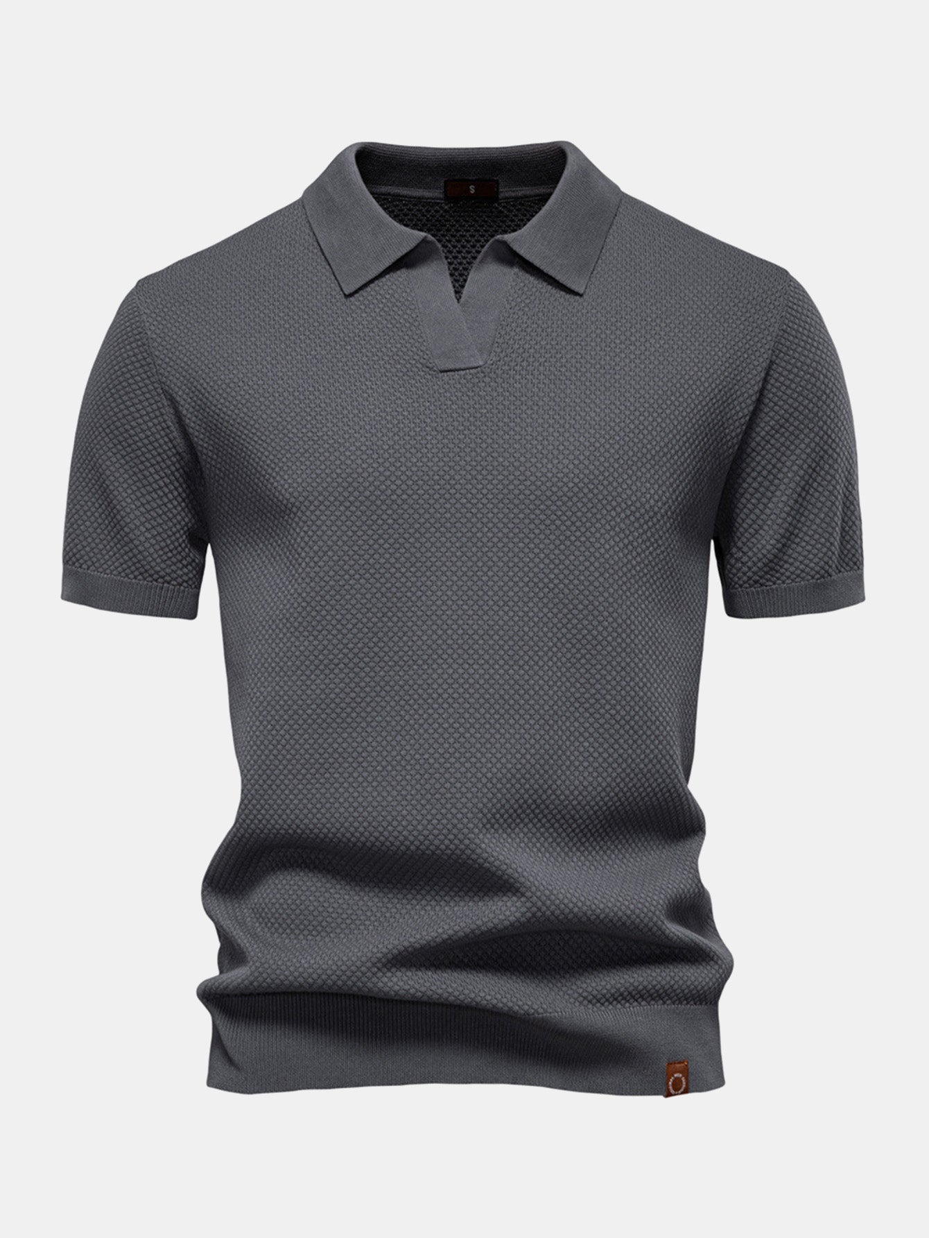 Lincoln | Pineapple Texture Knit V Neck Polo