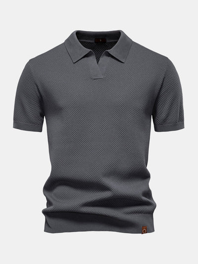 Lincoln | Pineapple Texture Knit V Neck Polo