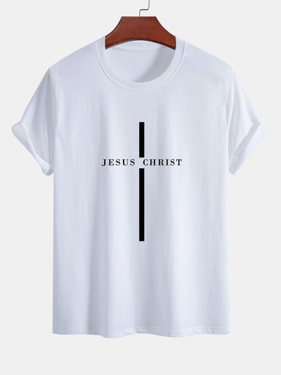 Odón® | Jesus Christ Stripe Print Cotton T-Shirt