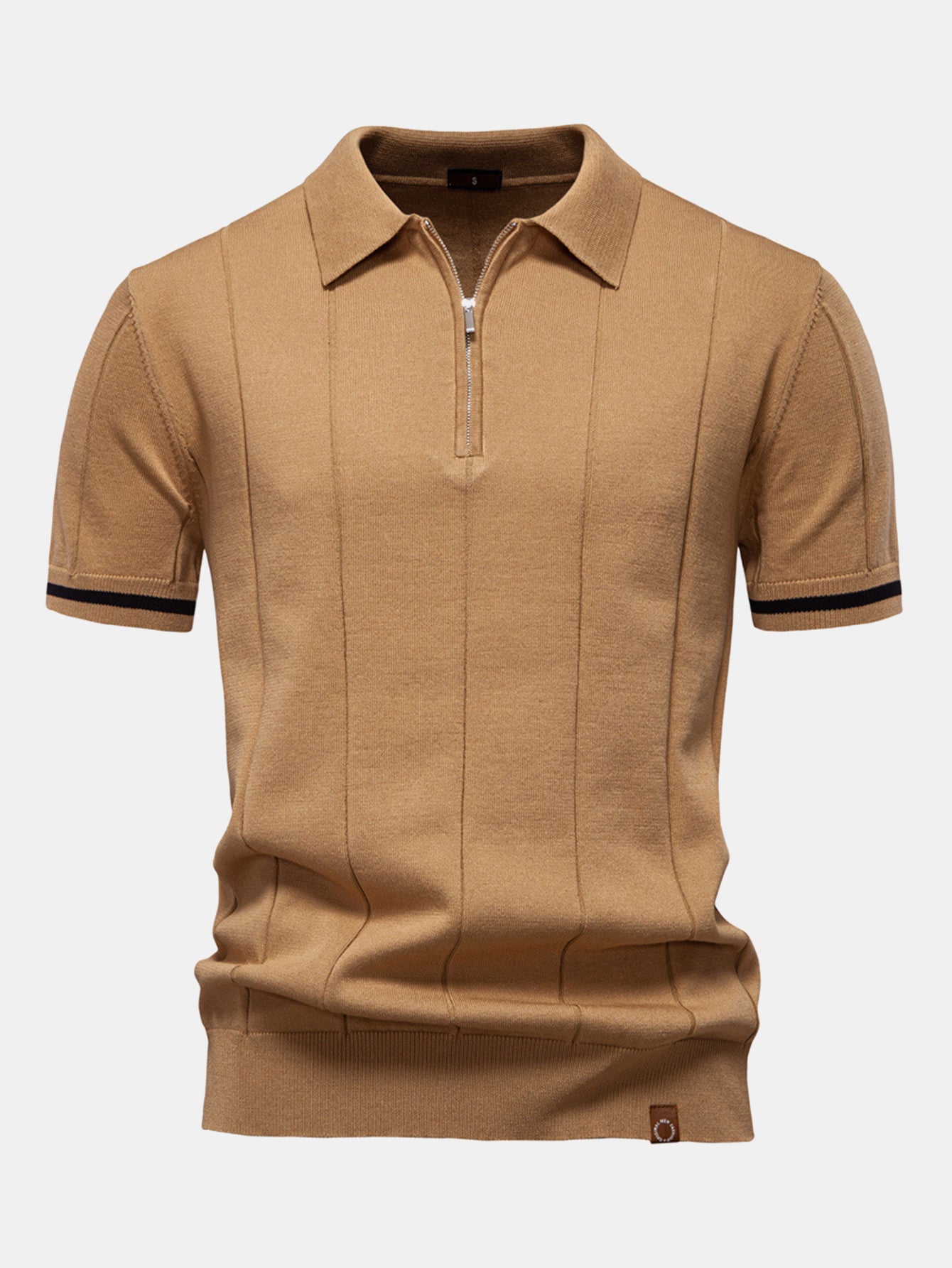 Grayson | Contrast Trim Zipper Knit Polo Shirt